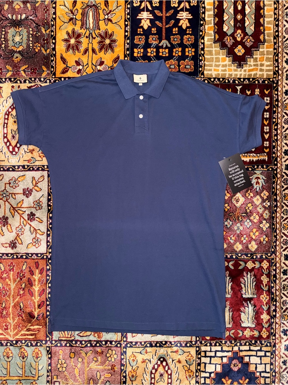 NWT TUCKERNUCK Women’s L Pique Polo Dress Blue 100% Cotton